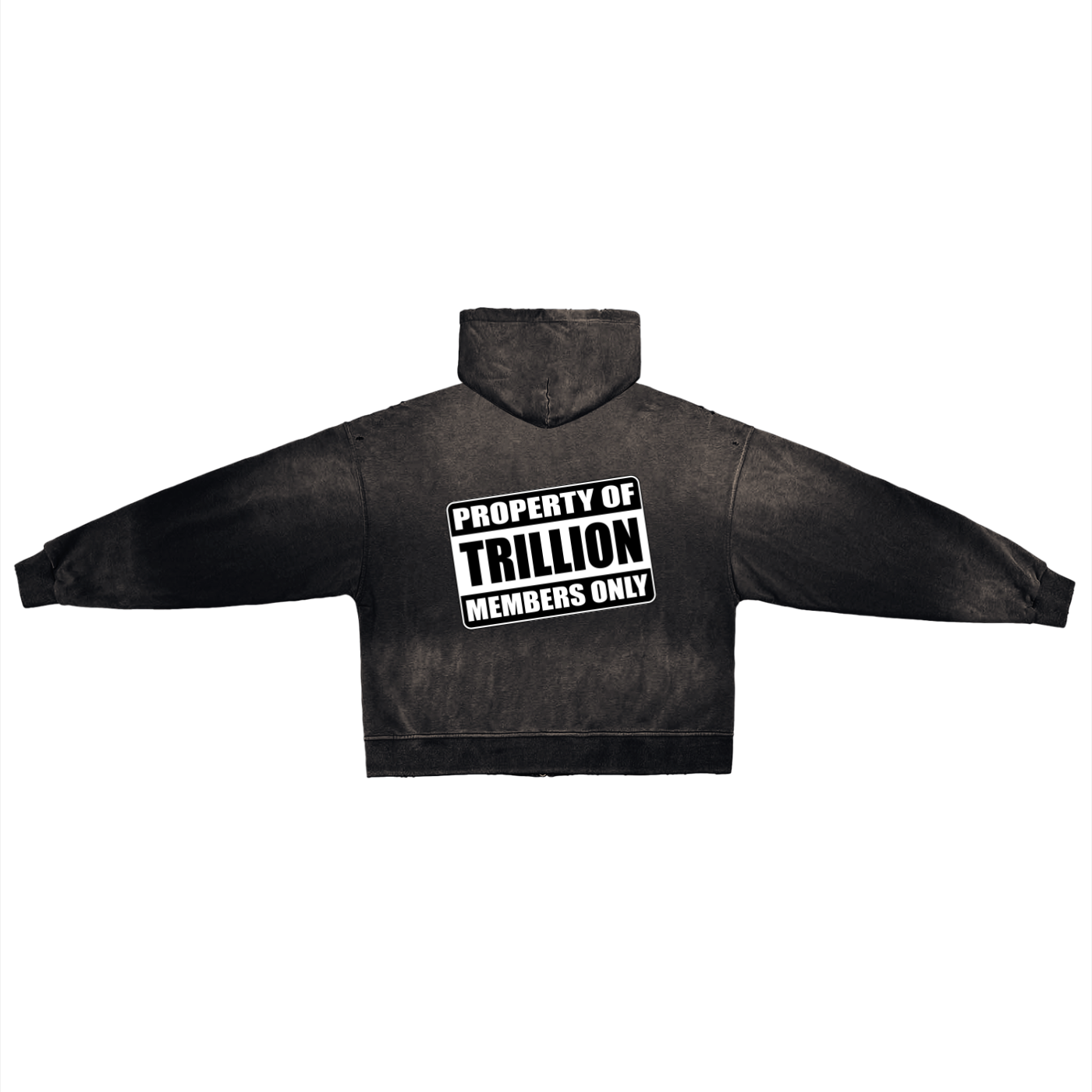 TRILLION MEMBERS ONLY Distressed Zip Up