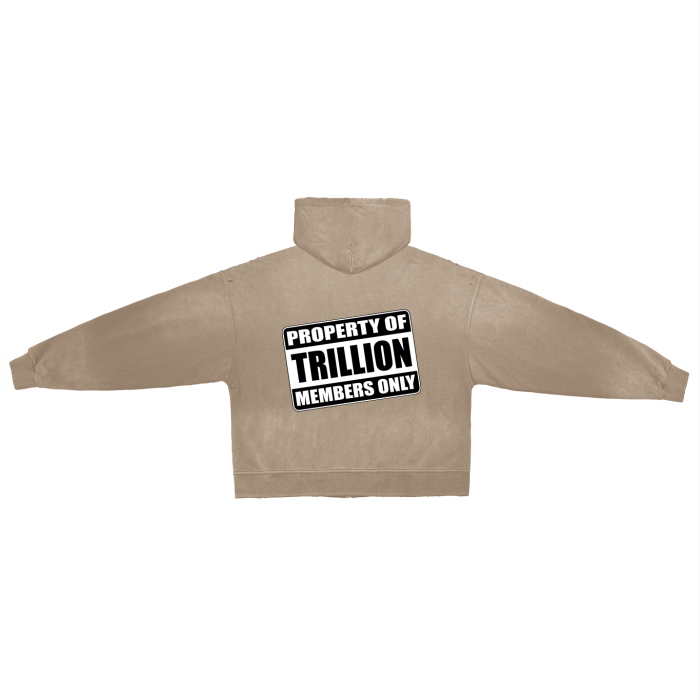 TRILLION MEMBERS ONLY Distressed Zip Up