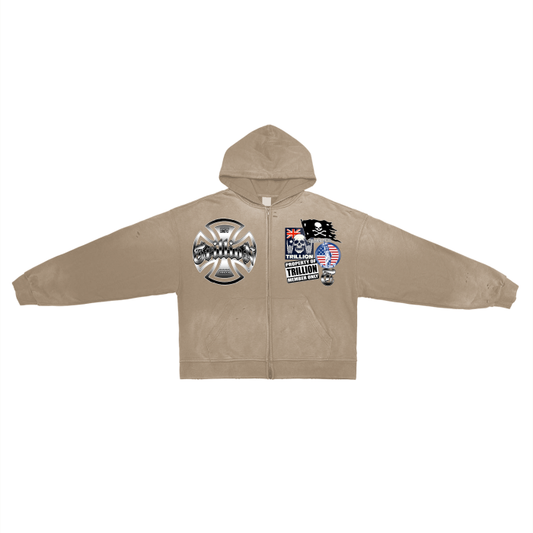 TRILLION MEMBERS ONLY Distressed Zip Up